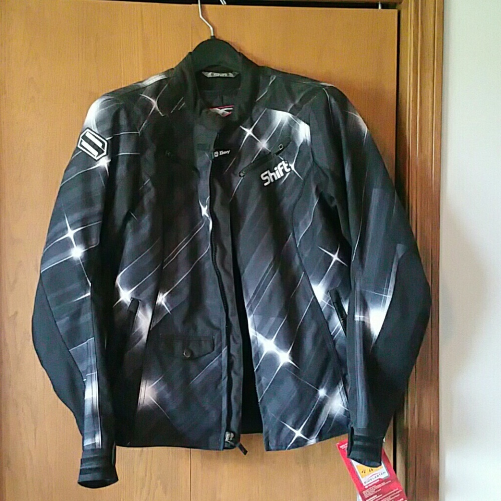 Shift women's motorcycle jacket and gloves